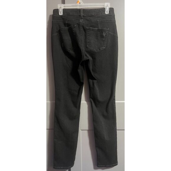 NYDJ Lift X Tuck Technology Distressed Alina Straight Leg Denim Jeans Black 2 - Picture 6 of 9